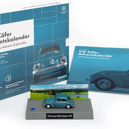 FRANZIS 67098 - VW Beetle'i advendikalender, metallist mudelkomplekt mõõtkavas 1:43, sisaldab helimoodulit ja 52-leheküljelist raamatut