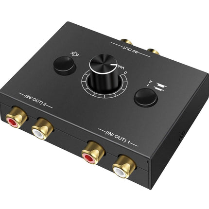 UNSTINCER RCA Cinch audio lüliti 2(1)-sisend-1(2)-väljund, analoog stereo lüliti helitugevuse regulaatoriga, kahesuunaline Aux heli valiku lüliti jaotur fono kõrvaklappide võimendi arvuti kõlari jaoks