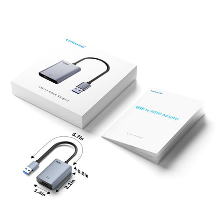 Lemorele USB-HDMI adapter MacBook Airile/Prole/Minile, 1080P@60Hz USB-HDMI Macile, toetab peegel-/laiendusrežiimi, mitme ekraaniga videoadapter, mis on ühilduv Windows 7, 8, 10/MacOS 10.15-ga