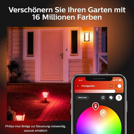 Philips Hue White and Color Ambiance LED-seinavalgusti Impress (õhuke), õues kasutamiseks, hämardatav, kuni 16 miljonit värvi, juhitav rakenduse kaudu