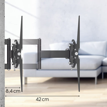 Hama teleri seinakinnitus, pööratav ja kallutatav (32–84-tolline telerikinnitus kuni 50 kg kaaluvatele teleritele, max. VESA 600x400, pikendatav teleri seinakinnitus koos Fischeri tüüblite ja puurimismalliga) must