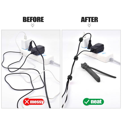 Reusable Cable Ties, Adjustable Cable Ties, Black Hook and Loop Cable Ties, Multipurpose Cable Ties, Cable Organizer for PC, Cell Phones, Computer Cable Management, 100 Pack