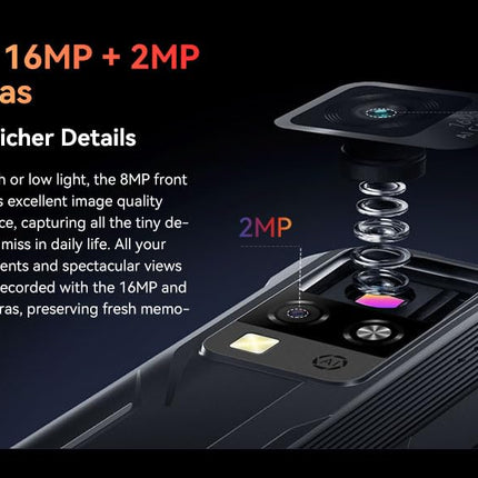 Blackview Android 15 Outdoor Smartphone Unlocked BV4800SE, 12GB+64GB(2TB Expansion), 6.56'' HD+, 16MP+8MP Camera, Dual-SIM Waterproof Shockproof IP68 Smartphone, Glove Mode, GPS NFC Orange