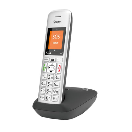 Gigaset E390 - Cordless DECT phone for seniors with large buttons and SOS function - easy operation, extra-large color display, high sound quality, silver-black
