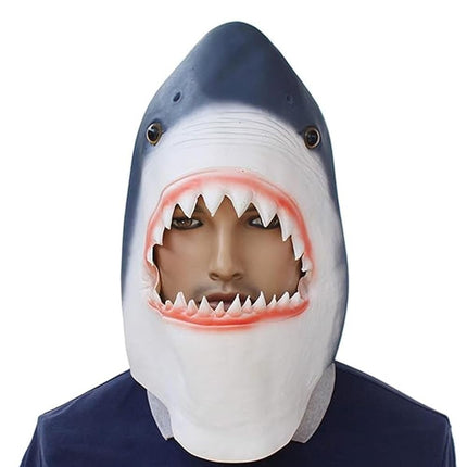 Tiardey Shark Mask, Latex Realistic Sea Animal Full Head Mask for Halloween Costume Party, Carnival, Cosplay, Blue