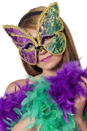 Wilbers Carnival Venetian Mask Butterfly, Lilac/Green