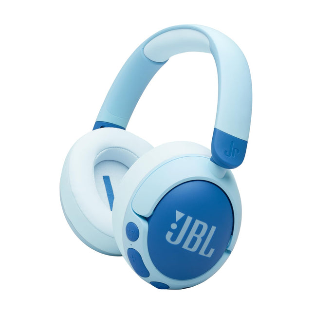 JBL Junior 470 NC, juhtmevabad kõrvapealsed Bluetooth-kõrvaklapid aktiivse mürasummutusega lastele, mikrofon, 50 tundi mänguaega, JBL Safe Sound, madal helitugevus, lihtne kasutada ja kleebistega, sinine