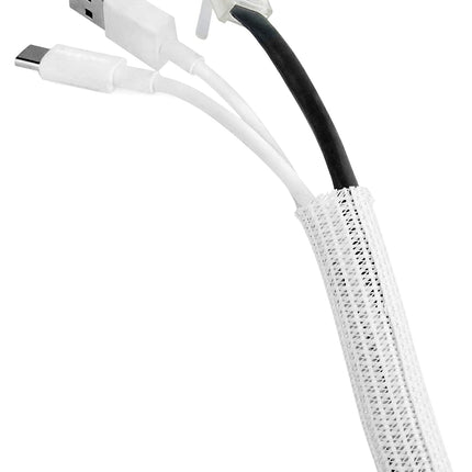 QWORK® 3-meetrine isesulguv kaablihülss, lõigatav kootud kaablikanal, valge kaablikaitse Ø 13–20 mm
