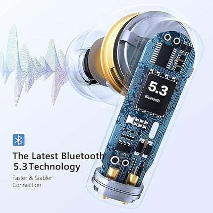 SER FLYMON kõrvasisesed kõrvaklapid HD-mikrofoniga, juhtmevabad Bluetooth-kõrvaklapid HiFi stereoheliga, juhtmevabad kõrvaklapid IPX7 veekindlad, juhtmevabad kõrvaklapid 30-tunnise mänguajaga, puutetundlik juhtimine iPhone'ile/Androidile