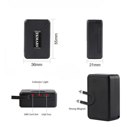 TKMARS 4G GPS-jälgija Mini, 1500mAh aku, magnetiline autojälgija SIM-kaardiga (nõutav tellimus), geopiirded/erinevad alarmirežiimid, varguskaitse sõidukite jälgimiseks ja autopargi haldamiseks