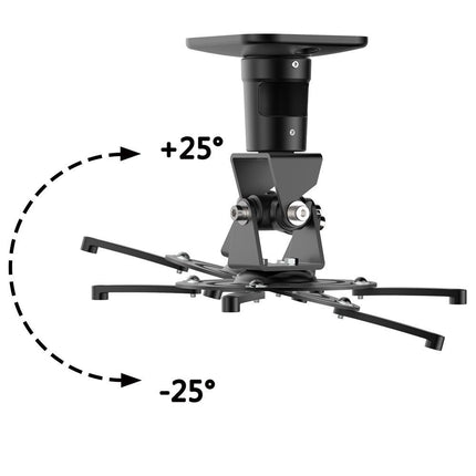 PureMounts projektori laekinnitus Spider-Plus-B - 25-kraadine kallutus ja 360-kraadine pöörlemine, 220 mm lae kõrgus, (15 kg), aukude vahe 180-310 mm, must