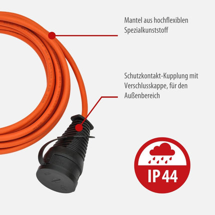 Brennenstuhl BREMAXX pikenduskaabel (5 m oranž kaabel, lühiajaliseks välistingimustes kasutamiseks IP44, kasutatav temperatuuril kuni -35 °C ja UV-kindel, valmistatud Saksamaal)