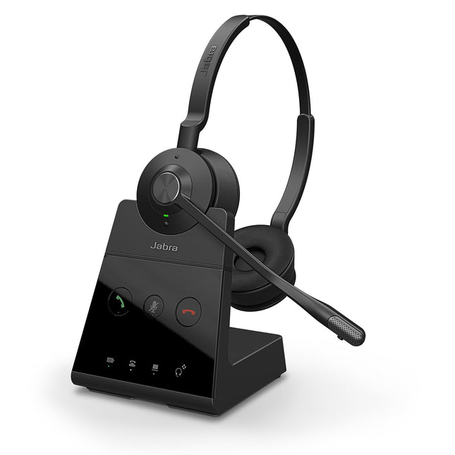 Jabra Engage 65 SE juhtmevaba stereopeakomplekt professionaalseteks kõnedeks, DECT-turvalisus, 13-tunnine aku, terve päeva kestev alus, toiteadapter, USB-C-kaabel, koosolekurakenduse ühilduvus