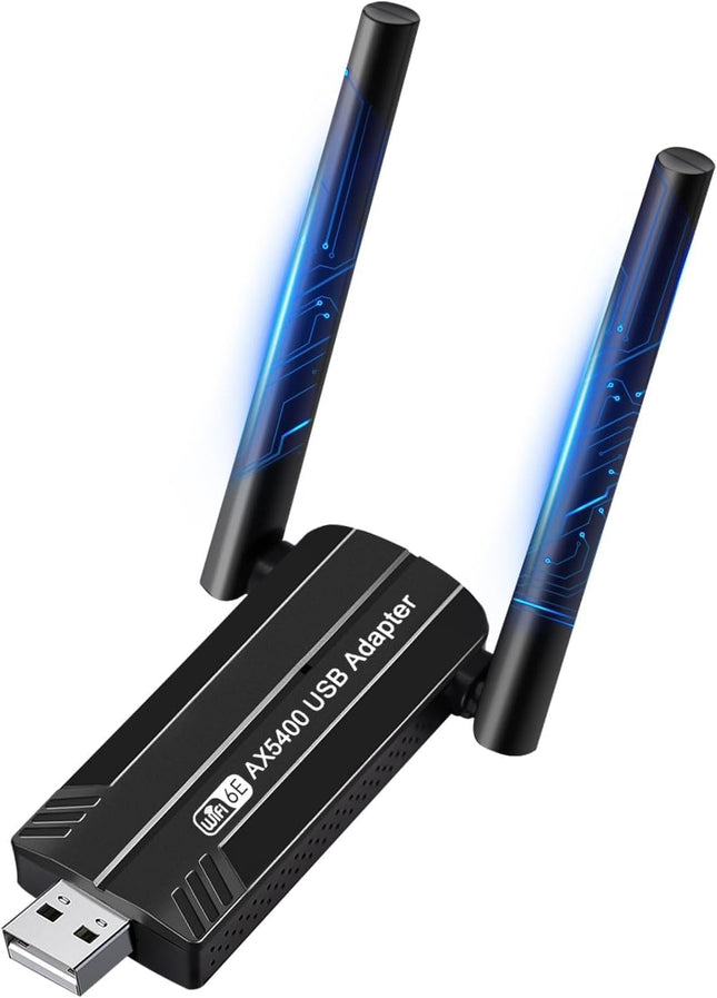 PNGOS WiFi Stick 6E, võimas AX5400 Mbps, adapter, USB 3.0, kolme sagedusribaga, WiFi adapter 2.4G/5G/6GHz, ühildub Windows 11/10-ga, ühenda ja kasuta