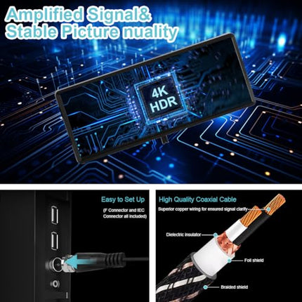 AXFEE HDTV antenn, siseantenn Freeview TV jaoks, digitaaltelevisiooni antenn signaalivõimendiga, antenni signaalivõimendi kõigile tavapärastele ja HD-teleritele, toetab 4K 1080P HD VHF UHF-i, 10 jala pikkune kaabel