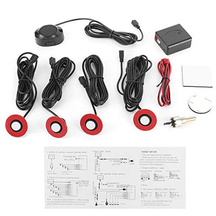 Car Premium Combi Parking Sensors 12V 16.5mm Parking Sensors Front Rear with Plug-in System Built-in Backup Radar Sensor Reversing Alarm Kit with Audio Buzzer Additional Kit (White)
