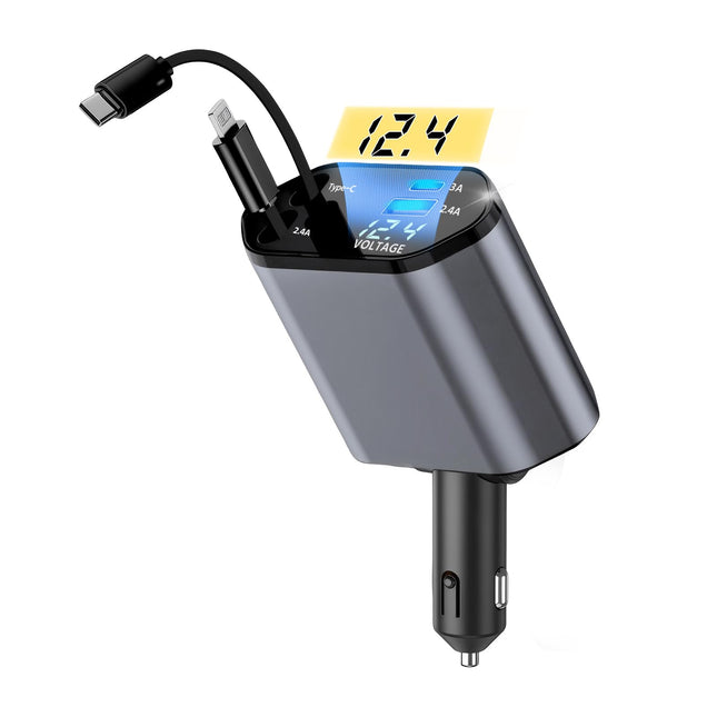 Sweetone 4-ühes sigaretisüütaja USB-C, 66W sissetõmmatav autolaadija, mobiiltelefoni autolaadija adapter kiirlaadija, autolaadija lisatarvikute sisemus, ühildub iPhone 16 15 / Samsung Galaxy'ga
