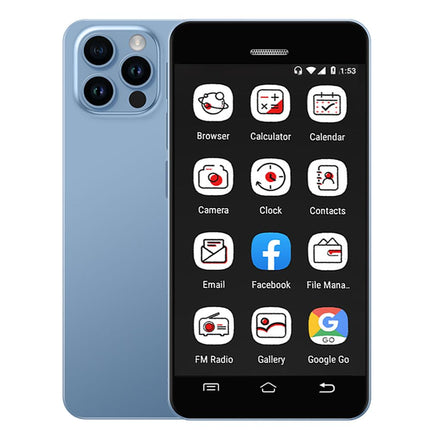 Hipipooo mininutitelefon, lukustamata 4G väiketelefon, 2,95 tolli, kahekordne SIM-kaart, 1400mAh aku, 2MP + 5MP kaamera, Android 9 lastetelefon, varutelefon täiskasvanutele 2GB + 16GB (4G-sinine)