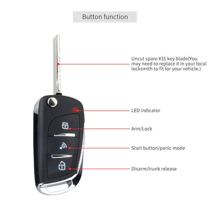 EASYGUARD EC003N-V auto turvaalarmisüsteem PKE passiivse võtmeta sisenemise kaugjuhtimispuldiga, mootori käivitamise, seiskamise ja võtmeta käivitussüsteemiga, universaalne versioon, DC12V