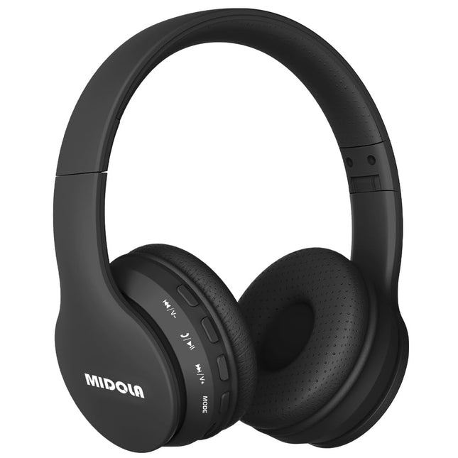 MIDOLA Soskakiist Volume Limited 85dB laste kõrvaklapid, Bluetooth juhtmevabad kokkupandavad stereo mürasummutavad kõrvaklapid AUX 3.5mm pistikuga poistele, tüdrukutele, lastele, iPadidele, tahvelarvutitele, teleritele (mustad)