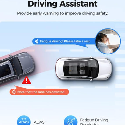 AZDOME auto armatuurlaud esi-taga 4K+1080P, WiFi GPS armatuurlaud, autokaamera 64G SD-kaardiga, ADAS, superöine nägemine, WDR, tsükkelsalvestus, G-andur, parkimise jälgimise autokaamera
