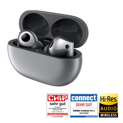 HUAWEI FreeBuds Pro 2, kahe kõlariga kõrvaklapid True Soundiga, Pure Voice, nutikas ANC 2.0, kolmekordne adaptiivne ekvalaiser, HWA ja kõrglahutusega juhtmevaba side sertifikaat, saksa versioon, hõbehall