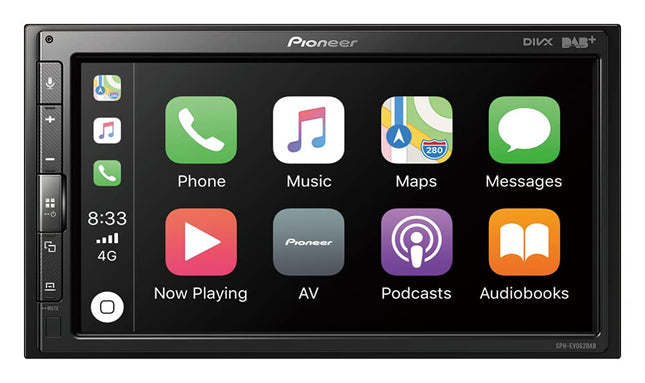 Pioneer SPH-EVO62DAB-UNI Media Center for 1-DIN Slot – 6.8-inch Touchscreen, 1.5A Quick-Charging USB, Apple CarPlay, Android Auto, DAB/DAB+ Digital Radio, Bluetooth, 13-Band Equalizer