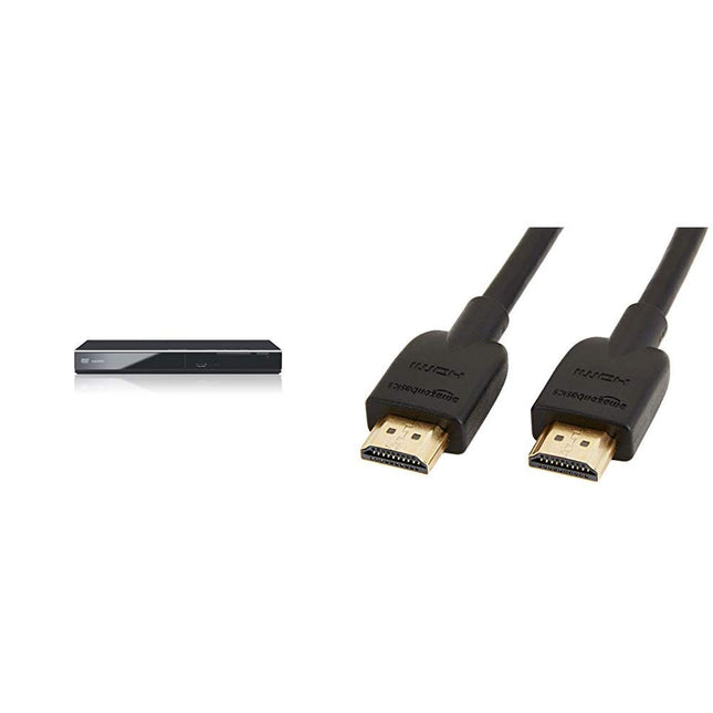 Panasonic DVD-S700EG-K DVD-mängija must ja Amazon Basics kiire HDMI 2.0 kaabel, Ethernet, 3D, 4K video taasesitus ja ARC, Ultra HD, 3 m