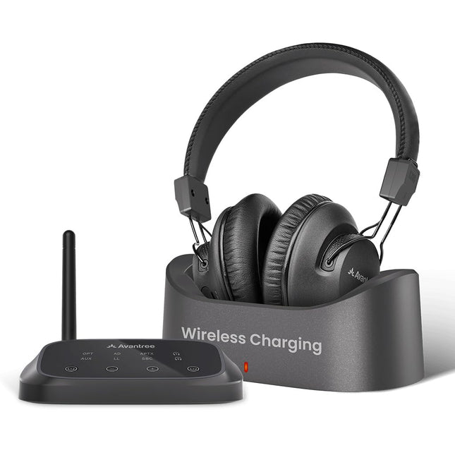 Avantree HT5009 Plus – juhtmevabad kõrvaklapid teleri ja televisiooni jaoks, Qualcomm Bluetooth 5.3 kõrvaklapid aptX Adaptive'iga, selge hääl seenioridele, signaali edastamine, eraldi laadimisjaam, 50 tundi mänguaega