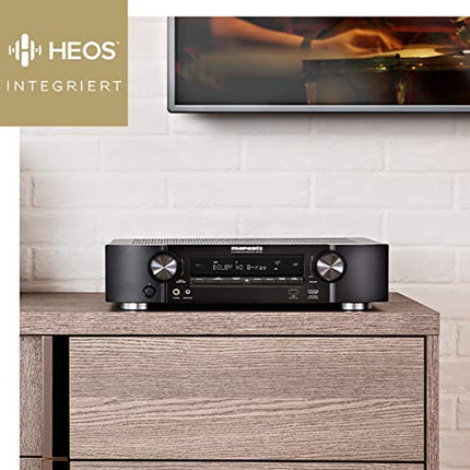 Marantz NR1510 5.2-kanaliga AV-ressiiver, HiFi võimendi, 50W, 4K, Dolby Audio, sisseehitatud HEOS, 6 HDMI sisendit, Bluetooth, Wi-Fi - must