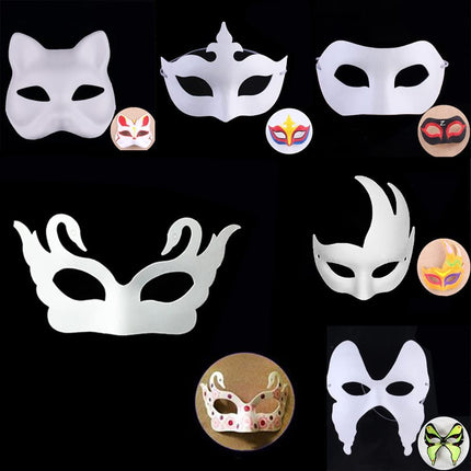 Kalsey 12 tükki isetehtud peomaske, valge mask, käsitsi maalitud mask, valge maskipaberist mask, sobib lõpupeoks, karnevaliks, cosplay'ks