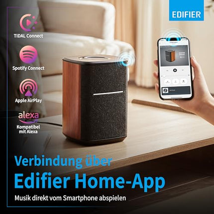 EDIFIER MS50A - Mitmetoaline WiFi nutikõlar Bluetoothi ​​ja juhtmevaba stereo funktsiooniga. Ühildub Amazon Alexa, Apple AirPlay 2, Spotify ja muuga. Pruun