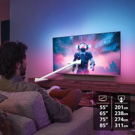 Philips Ambilight 65MLED910 Mini LED 4K nutiteler – 65-tolline ekraan koos P5 Perfect pildimootori Ultra HD, Titan OS, Dolby Visioni ja Dolby Atmos heliga