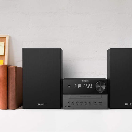 Philips Audio Mini Stereo System with Bluetooth/HiFi System, DAB+, FM Radio, USB, CD Player, MP3, Bass Reflex Speakers, Digital Sound Control, 18 W TAM3505/12