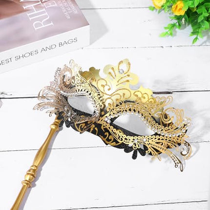 OIDEA naiste maskeraadimask pulgaga rhinestones kaunistustega karnevali Veneetsia mask halloweeni karnevalipeokostüüm pallimask must kuld