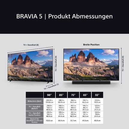 Sony BRAVIA 5 XR Mini-LED 85-inch TV (K85XR55), AI XR Processor, Acoustic Multi-Audio, Dolby Vision/Atmos, IMAX Enhanced, Google TV (2025), Google Cast, Apple AirPlay 2, Game Menu, Smart TV