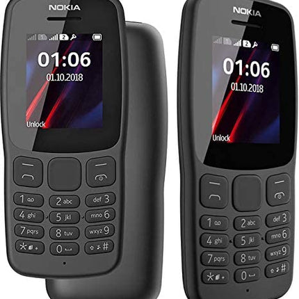 Nokia 106 kõikide operaatoritega 4 GB kahe SIM-kaardiga 2018 tumehall LED-taskulambiga – FM-raadio – suurte nuppudega telefon