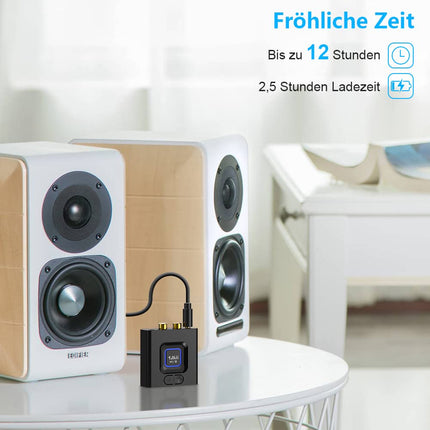 1Mii ML201 adapter stereosüsteemile, Bluetooth 5.0 vastuvõtja 3,5 mm AUX RCA-ga, traadita audiovastuvõtja arvutikõlarite, nutitelefonide ja tahvelarvutite jaoks, 12 tundi mänguaega, bassirežiim
