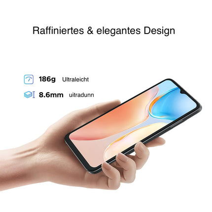 DOOGEE N55 mobiiltelefon ilma lepinguta (Android 14 nutitelefon, 6,56" HD+ 90Hz ekraan) 9GB RAM+128GB ROM, 5150mAh aku, 13MP tehisintellektiga kaamera, kahe SIM-kaardiga 4G LTE, kaheksatuumaline, must
