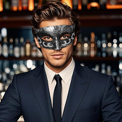 Cupimatchi maskeraadimask paaridele: metallik Veneetsia peomask Halloweeni kostüümi aksessuaar karnevaliks