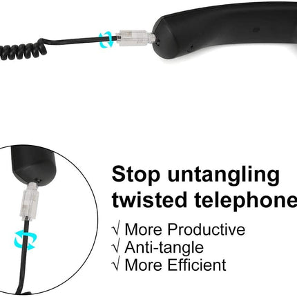 4 PCS Rotatable Telephone Cord Detangler Landline Phone Accessory (Clear &amp; White) dragontrading®
