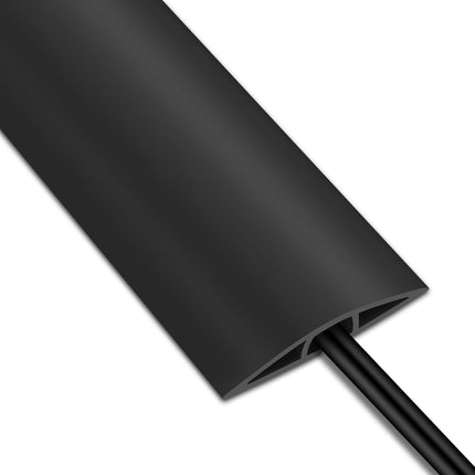 Floor Cable Protector, 2m Black Wire Covers for Cables, Flexible Rubber Cable Floor Cover with Pre-Cut Cable Channel for Indoor Home Office Gym Carpet Tidy