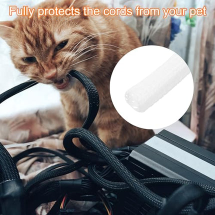 sourcing map Wire Loom Split Sleeve 5/16 inch 2.5m White Self-Wrapping Braided Sleeve UL94-V2 Flame Resistant PET Sheath for Automotive Home Cable Management