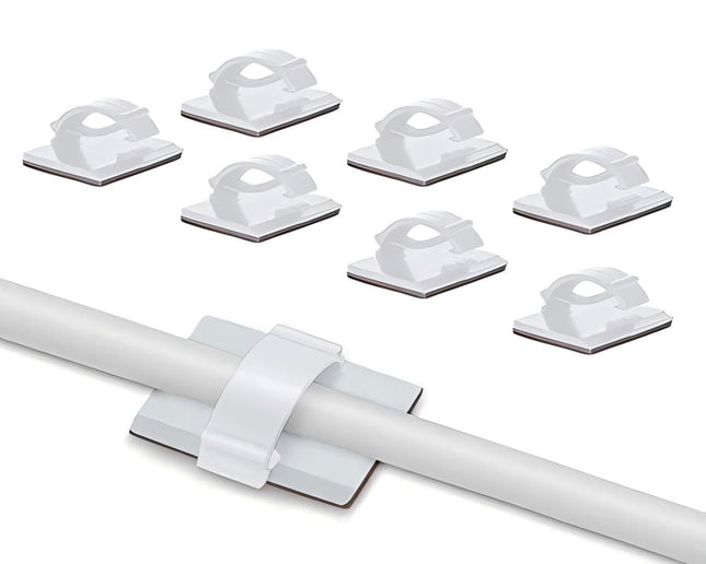 Elfcam - Self-adhesive cable clips for fiber optic cables (fiber optic patch cables), power cables, network cables, USB charging cables and audio cables, white (100 pieces)