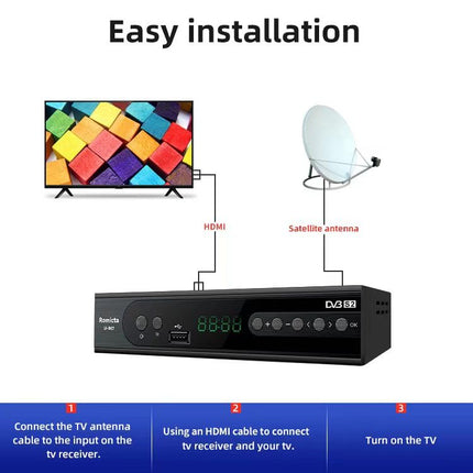 Romicta HD Receiver for Satellites, Sat Receiver with HDMI, DVB-S/S2, PVR, EPG, SCART, USB Media Player, HDTV, YouTube, Weather, Black - HDTV Satellite Receiver