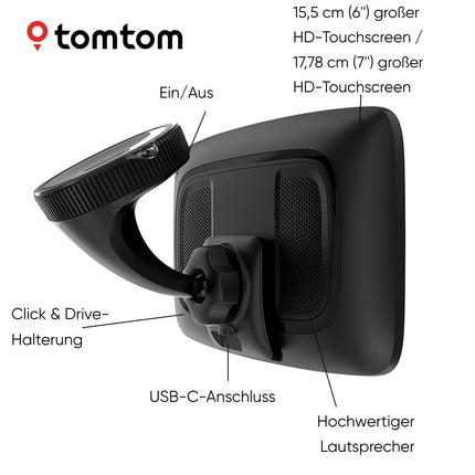 TomTom Truck Navi GO Expert Plus (7-inch display, route guidance and POIs for large vehicles, TomTom Traffic included, world maps, real-time restriction alerts) - New software