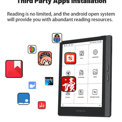 Meebook E-Reader M7 | 6.8' Eink Carta Screen | 300PPI Smart Light | Android 11 | Quad Core Processor | External Speaker | Supports Google Play Store | 3GB+32GB Storage | Micro-SD Slot | Gray