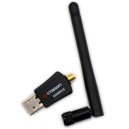 Octagon WL618 Optima WLAN 600 Mbps +2dBi antenni USB 2.0 adapter 2.4 ja 5G kahesagedusliku levialaga, VU+, Gigablue, Protek ja teiste satelliitvastuvõtjatega Linux E2 operatsioonisüsteemi ja arvutiga, must