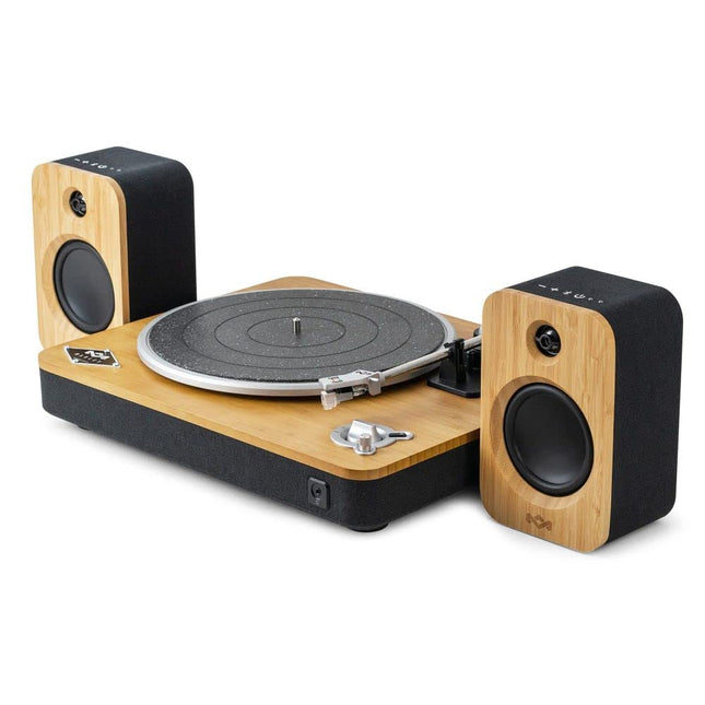 House of Marley Premium Bluetooth plaadimängija "Stir It Up" - jätkusuutlikult valmistatud bambusest vinüülimängija eelvõimendiga + House of Marley Get Together Duo Bluetooth kõlar