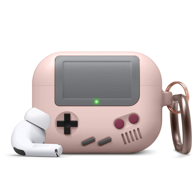 elago AW5 kaitseümbris, mis ühildub Apple AirPods Pro kõrvaklappidega, klassikaline kaasaskantava mängukonsooli disain võtmehoidjaga, [patenteeritud USA-s] - liivaroosa